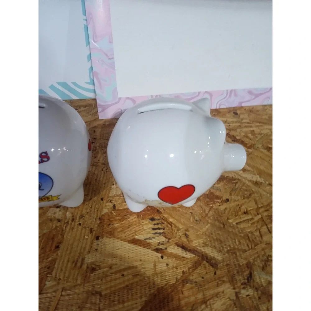 Pair of Piggy Banks (Matching Set — Love Heart Eyes)